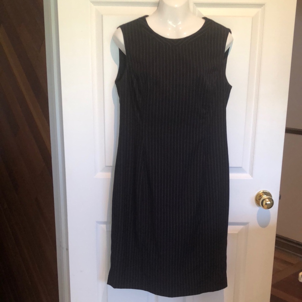 Jones New York Navy Pinstripe Midi Dress